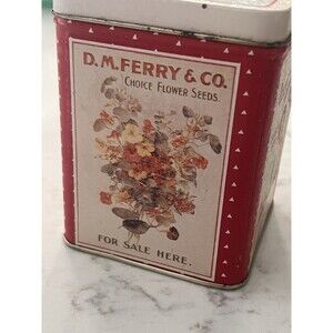 Vintage Style Ferry-Morse Seed Co. Tin Floral‎ Collectible  Container Cottage